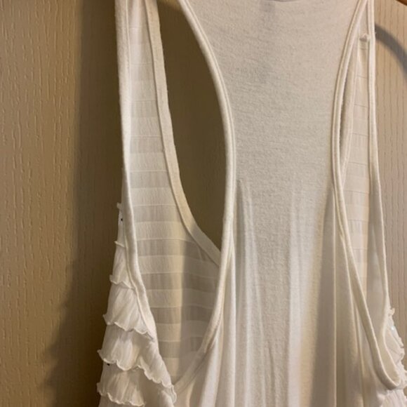 Candy Rain White Size M Tunic Tank Top Cotton Stretch Ruffles Sparkly Lined - Picture 5 of 5
